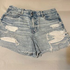 American Eagle Outfitters Ripped Light Blue Jean Shorts